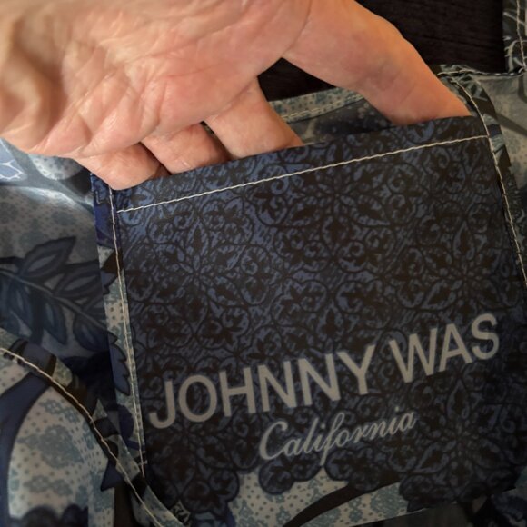 Johnny Was Blue Nylon Silky Tote Bag - Picture 7 of 13